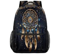 VQUVQV Rucksack für Damen und Herren, leichte Schultasche, Laptop-Rucksack, lässiger Tagesrucksack für Uni, Arbeit, Reisen, Goldener Traumfänger