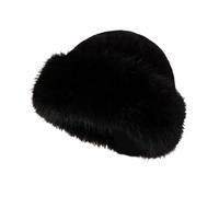 vreplrse Damen Motorrad Skimütze, Wintermütze aus Kunstpelz, Fischerhut für Reisen, Spaziergänge und Outdoor Aktivitäten, Kosakenmütze, russische Mütze, Schwarz