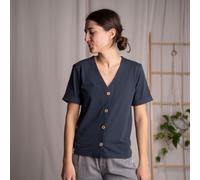 Vresh Clothing Josevine - Button T-Shirt aus Biobaumwolle Blaubeere XS