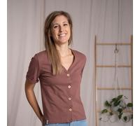 Vresh Clothing Josevine - Button T-Shirt aus Biobaumwolle Rotbraun L