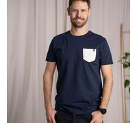 Vresh Clothing Vilip - Classic Fit T-Shirt mit Brusttasche aus Biobaumwolle Navy/Beige XL