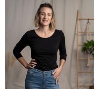 Vresh Clothing Vloria, 3/4 Top mit Rückenausschnitt aus Biobaumwolle Schwarz XL