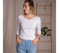 Vresh Clothing Vloria, 3/4 Top mit Rückenausschnitt aus Biobaumwolle Weiß M