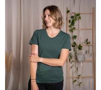 Vresh Clothing Vroni - V-Neck T-Shirt aus Biobaumwolle Dunkelgrün M