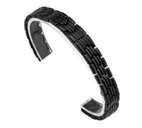 VRKRTVBLB 8 mm 10 mm 12 mm 14 mm Uhrenarmband aus Edelstahl, massive Metallbänder, Zubehör for Männer und Frauen(Black,12mm)