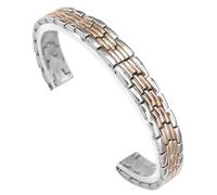 VRKRTVBLB 8 mm 10 mm 12 mm 14 mm Uhrenarmband aus Edelstahl, massive Metallbänder, Zubehör for Männer und Frauen(Silver Rose Gold,8mm)