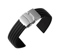 VRKRTVBLB Silikon-Uhrenarmband mit Schnellverschluss, 16 mm, 18 mm, 20 mm, 22 mm, 24 mm, Unisex-Uhrenarmband, Faltschließe(Black,20mm)