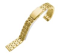 VRKRTVBLB Uhrenarmband aus Edelstahl, 10-22 mm, Metall-Faltschließe, for Herren und Damen(Gold,14mm)