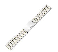 VRKRTVBLB Uhrenarmband aus Edelstahl, 14-26 mm, Armband aus massivem Metall, Zubehör for Männer und Frauen(Silver gold,22mm)