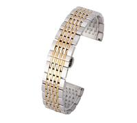 VRKRTVBLB Uhrenarmband aus Edelstahl mit gebogener Schnittstelle, 16-22 mm, for Herren und Damen(Silver Gold,14mm)