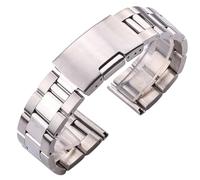 VRKRTVBLB Uhrenarmband aus Edelstahl und Metall, 18 mm, 20 mm, 22 mm, 24 mm, 26 mm, 28 mm, 30 mm, Universal-Uhrenarmband, Faltschließe for Herren und Damen(Silver,28mm)