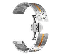 VRKRTVBLB Uhrenarmband aus Edelstahl und Metall, 20 mm, 22 mm, Universalarmband, Faltschließe for Herren und Damen(Silver orange,20mm)