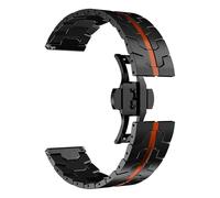 VRKRTVBLB Uhrenarmband aus Edelstahl und Metall, 20 mm, 22 mm, Universalarmband, Faltschließe for Herren und Damen(Black red,22mm)