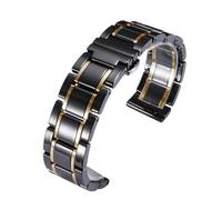 VRKRTVBLB Uhrenarmband aus Keramik-Edelstahl mit Schnellverschluss, 14-24 mm, universell for Damen und Herren(Black gold,19mm)