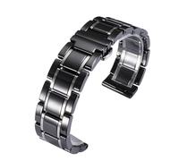 VRKRTVBLB Uhrenarmband aus Keramik-Edelstahl mit Schnellverschluss, 14-24 mm, universell for Damen und Herren(Black silver,24mm)