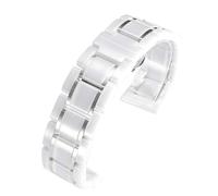 VRKRTVBLB Uhrenarmband aus Keramik-Edelstahl mit Schnellverschluss, 14-24 mm, universell for Damen und Herren(White silver,24mm)