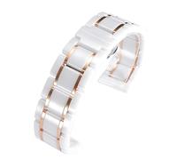 VRKRTVBLB Uhrenarmband aus Keramik-Edelstahl mit Schnellverschluss, 14-24 mm, universell for Damen und Herren(White rose gold,24mm)