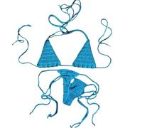 VRTTAA Strand-Häkel-Bikini-Set Für Frauen - Mode Sexy Handgemachter Häkelbikini Zweiteiliger Badeanzug Gestrickte Sommerbadebekleidung Set Strandkleidung Rückenfreie Bademode Mit Niedriger Taille