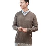 Vsadsau 100% Merinowolle Kaschmir Pullover Herren V-Ausschnitt Strickpullover Pullover Bottoming Shirt, Dunkles Khaki9, Medium