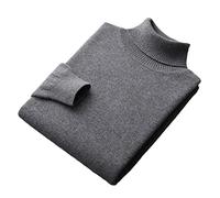 Vsadsau 100 % Merinowolle Pullover Herren Dicker Strick Rollkragen Pullover Einfarbig Kaschmir Pullover, Dark Gray9, Large