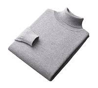 Vsadsau 100 % Merinowolle Pullover Herren Dicker Strick Rollkragen Pullover Einfarbig Kaschmir Pullover, Light Gray9, Large