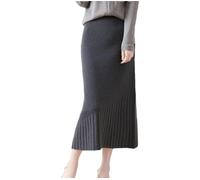Vsadsau Damenrock aus Merinowolle, Fischschwanz, langer Rock, Büro, Dame, weich, schmal, einfarbig, Strickrock, Elephant Gary, XXL
