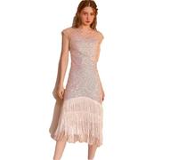 Vsadsau Flapper-Kleid für Damen, 1920er Jahre, Great Gatsby, Art-Deco, Brautjungfer, Hochzeit, Gast, Heimkehr, weiß, Small