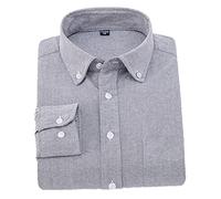 Vsadsau Herren 100% Baumwolle Solid Dickes Oxford Hemd Einzelne aufgesetzte Tasche Langarm Button-Down Shirts