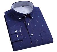 Vsadsau Herren Solid Casual Dicke Oxford Baumwolle Hemden Langarm Button-Down Plaid Gestreiftes Hemd 1616-53 44