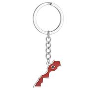 vsilay Marokko Karte Flagge Schlüsselanhänger Edelstahl Schlüsselanhänger Marokko Erinnerungen Schmuck Anhänger Schlüsselanhänger Geschenke für Frauen und Männer