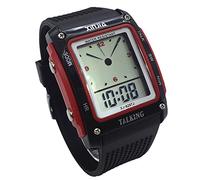 VSONE Nergo Sprechende Uhr auf Spanisch für Blinde, Kinder und ältere Menschen, elektronische Sport, Geschenk (829TS), Rot, schwarz, streifen