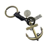 Vspek Anker Schlüsselanhänger aus Metall und Leder, Geschenk Personalisiert, Glücksbringer, Fahr vorsichtig