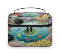 VstaDank Coral Reef Kulturbeutel für Damen und Herren, Rasiertasche mit Reißverschluss, leicht zu reinigen, tragbar, Badezimmer, Duschtasche, groß, wasserdicht, Kosmetiktasche, Leder