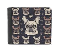 VstaDank I Love Französische Bulldogge Ledergeldbörse Slim Bifold Wallet Vordertasche Portemonnaie Geldscheinfach Münzbörse Kreditkartenetui