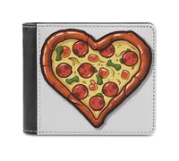 VstaDank I Love Pizza Heart Ledergeldbörse Slim Bifold Wallet Vordertasche Portemonnaie Geldscheinfach Münzbörse Kreditkartenetui