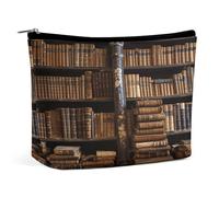 VstaDank Kleine Make-up-Tasche für alte Bücher in der Bibliothek, tragbare Kosmetiktasche mit Reißverschluss, wasserdichte Kulturbeutel, Münzgeldbörse, Lippenstift, Kosmetikzubehör, Organizer