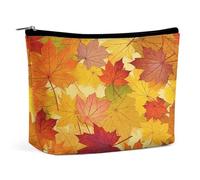 VstaDank Kleine Make-up-Tasche mit Herbstblättern aus Ahorn, tragbare Kosmetiktasche mit Reißverschluss, wasserdichte Kulturbeutel, Münzgeldbörse, Lippenstift, Kosmetikzubehör, Organizer, Geschenke