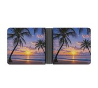 VstaDank Palm Tree Sunset Bifold Wallet für Damen und Herren, schmal, weich, PU-Leder, schmal, minimalistisch, Vordertasche, Kreditkartenetui