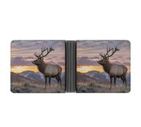 VstaDank Red Deer Bull Elch Sunset Bifold Wallet für Damen Herren Slim Soft PU Leder Wallet Slim Minimalistische Fronttasche Kreditkartenetui