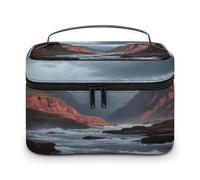 VstaDank Topographische Kulturbeutel für Damen und Herren, Rasiertasche mit Reißverschluss, leicht zu reinigen, tragbar, Badezimmer, Duschtasche, groß, wasserdicht, Kosmetiktasche, Leder
