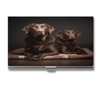 VstaDank Visitenkartenetui mit Labrador Retriever, modisches Metall-Visitenkartenetui, professioneller Kreditkartenschutz, Aluminium-Legierung, Flip-Cover, schlankes Namenskartenetui für Männer und