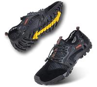 VTASQ Herren Wanderschuhe Sportsandale Outdoor Sommer Hiking Sandale Atmung Mesh Trekkingschuhe Leichte Barfußschuhe Anti-Rutsch Atmungsaktiv Schnell Trocknend Schwarz 44 EU