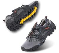 VTASQ Herren Wanderschuhe Sportsandale Outdoor Sommer Hiking Sandale Atmung Mesh Trekkingschuhe Leichte Barfußschuhe Anti-Rutsch Atmungsaktiv Schnell Trocknend Grau 46 EU
