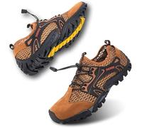 VTASQ Herren Wanderschuhe Sportsandale Outdoor Sommer Hiking Sandale Atmung Mesh Trekkingschuhe Leichte Barfußschuhe Anti-Rutsch Atmungsaktiv Schnell Trocknend Braun 42 EU