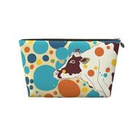 VTCTOASY Make-up-Tasche für Damen, bunt, gepunktete Kuh, Reise-Kosmetiktasche, großes Fassungsvermögen, tragbar, Make-up-Organizer, PU-Leder, wasserdicht, Kulturbeutel, niedlich, ästhetischer