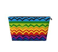 VTCTOASY Make-up-Tasche für Damen, Gay Pride, Regenbogen-Muster, Reise-Kosmetiktasche, großes Fassungsvermögen, tragbare Make-up-Organizer-Tasche, PU-Leder, wasserdicht, Kulturbeutel, niedlich,