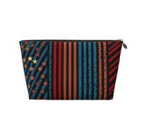 VTCTOASY Make-up-Tasche für Damen, gestreift und Sternreihen, Reise-Kosmetiktasche, großes Fassungsvermögen, tragbar, Make-up-Organizer-Tasche, PU-Leder, wasserdicht, Kulturbeutel, niedlich,