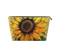 VTCTOASY Make-up-Tasche für Damen, glänzt wie eine Sonnenblume, Reise-Kosmetiktasche, großes Fassungsvermögen, tragbare Make-up-Organizer-Tasche, PU-Leder, wasserdicht, Kulturbeutel, niedlich,