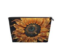 VTCTOASY Make-up-Tasche für Damen, glitzernde Sonnenblumen-Reise-Kosmetiktasche, großes Fassungsvermögen, tragbare Make-up-Organizer-Tasche, PU-Leder, wasserdicht, Kulturbeutel, niedlich, ästhetischer