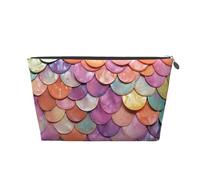 VTCTOASY Make-up-Tasche für Damen, Meerjungfrauen-Schuppen, Hintergrund, Reise-Kosmetiktasche, großes Fassungsvermögen, tragbare Make-up-Organizer-Tasche, PU-Leder, wasserdicht, Kulturbeutel,